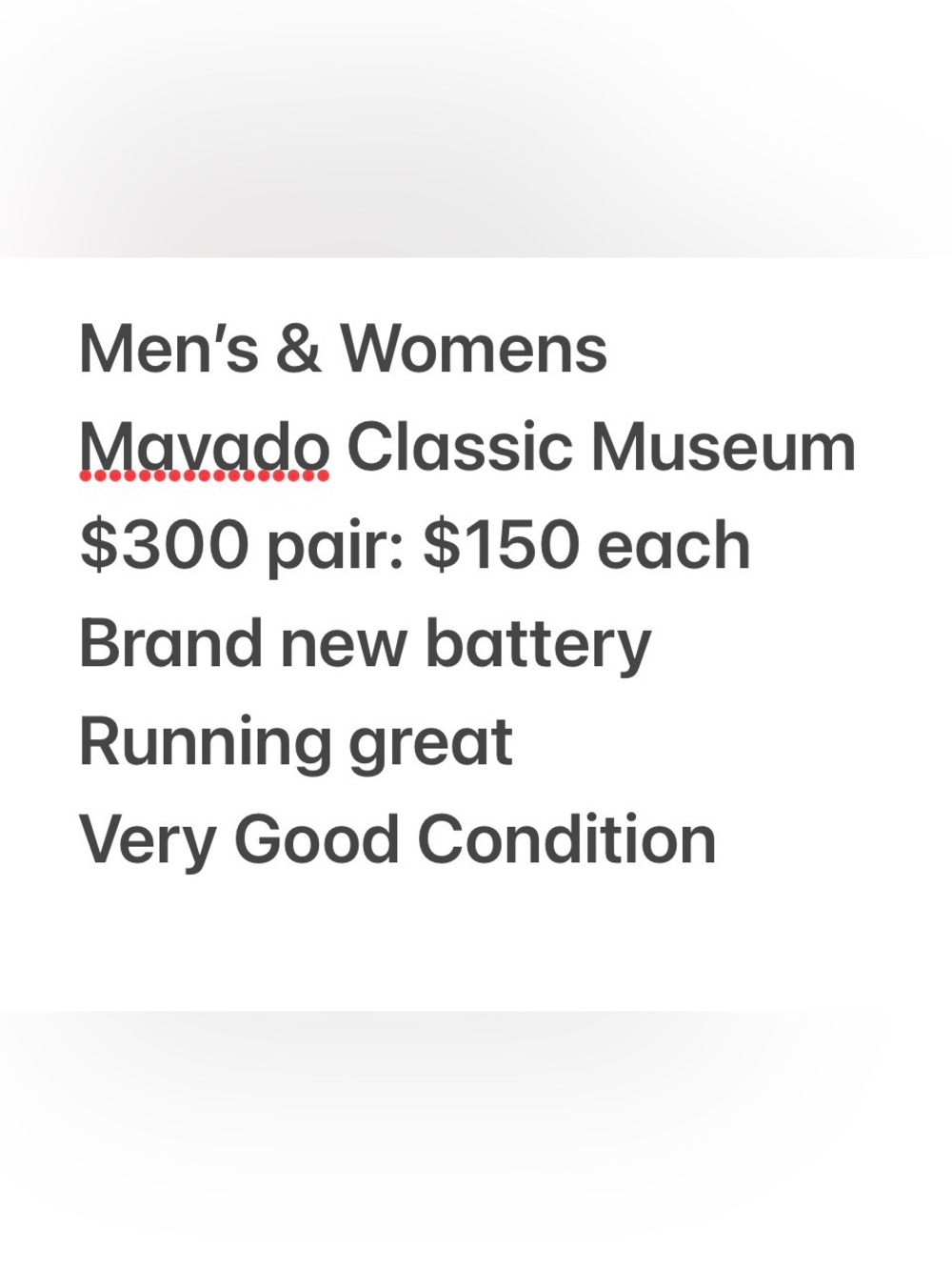 His&Hers Movado Classic Black Museum Watches w/ Gold Accents
$300pair or $150ea. - Picture 2 of 11